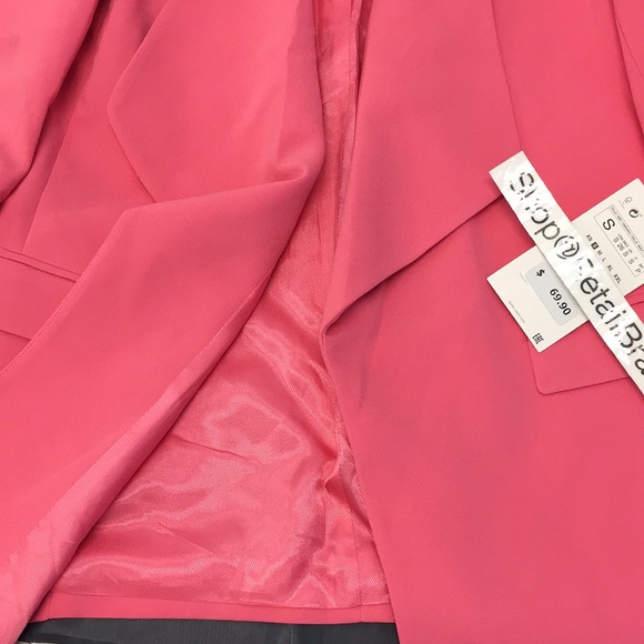 ZARA BUBBLEGUM PINK GOLD TONE BUTTON FLYAWAY BLAZER WITH LAPEL COLLAR $69.90 - Picture 3 of 9